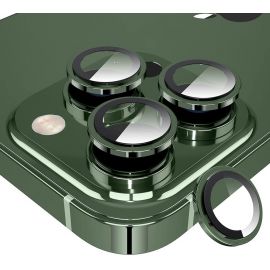 Protection caméra contour aluminium vert pour Iphone 13