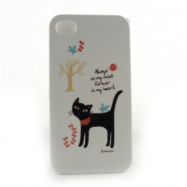 Coque integrale chat noir pour Iphone 4 + film protection ecran