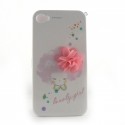 Coque integrale petite fille et noeud rose pour Iphone 4 + film protection ecran