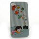 Coque integrale rayee bleue et reve Noel garcon pour Iphone 4 + film protection ecran