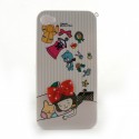 Coque integrale rayee rose et reve Noel fille pour Iphone 4 + film protection ecran