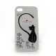 Coque blanche chat noir et un coeur rouge pour Iphone 4 + film protection ecran