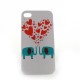 Coque blanche motif elephants et un coeur rouge pour Iphone 4 + film protection ecran