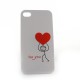 Coque avec un coeur rouge pour Iphone 4 + film protection ecran