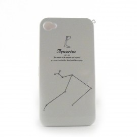 Coque integrale blanche signe zodiaque Verseau avec des strass diamants  pour Iphone 4 + film protection ecran