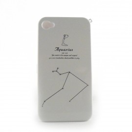 Coque integrale blanche signe zodiaque Verseau avec des strass diamants  pour Iphone 4 + film protection ecran