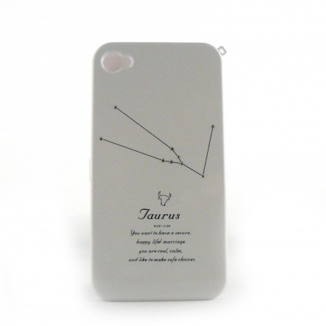 Coque integrale blanche signe zodiaque Taureau avec des strass diamants  pour Iphone 4 + film protection ecran