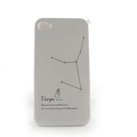 Coque integrale blanche signe zodiaque Vierge avec des strass diamants  pour Iphone 4 + film protection ecran