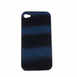 Coque paillette degradee noire bleue Iphone 4 + film protection ecran