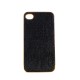 Coque pourtour or avec paillette argent pour Iphone 4 + film protection ecran
