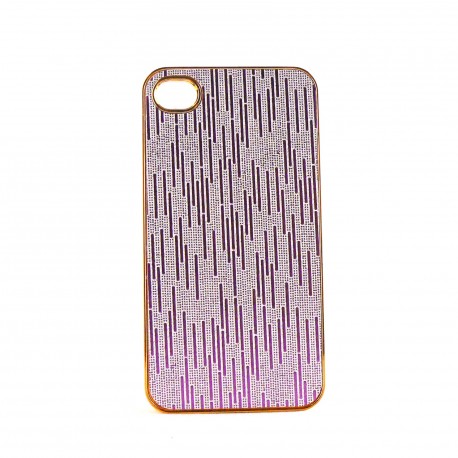 Coque pourtour or avec paillette argent pour Iphone 4 + film protection ecran