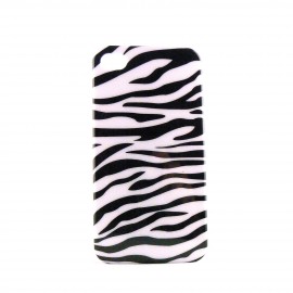 Coque brillante motif zebre noire et blanche pour Iphone 4 + film protection ecran