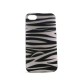 Coque brillante zebree noire et argent pour Iphone 4 + film protection ecran