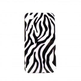 Coque brillante zebree noire et blanche verticale pour Iphone 4 + film protection ecran