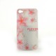 Coque brillante fleurs roses avec strass diamants incrustes pour Iphone 4 + film protection ecran