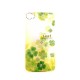 Coque brillante fleurs vertes avec strass diamants incrustes pour Iphone 4 + film protection ecran
