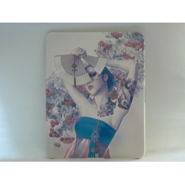 Coque motif "manga" jeune fille eventail Ipad 1 + film protection ecran offert