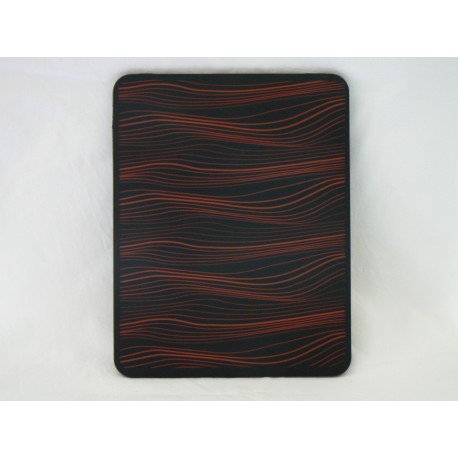 Coque Etui souple en silicone noir a vague orange pour Ipad 1 + film protection ecran offert