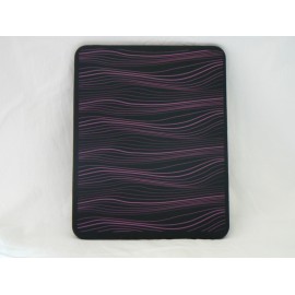 Coque Etui souple en silicone noir a vague rose pour Ipad 1 + film protection ecran offert