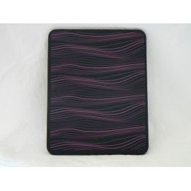 Coque Etui souple en silicone noir a vague rose pour Ipad 1 + film protection ecran offert