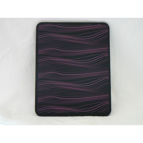 Coque Etui souple en silicone noir a vague rose pour Ipad 1 + film protection ecran offert