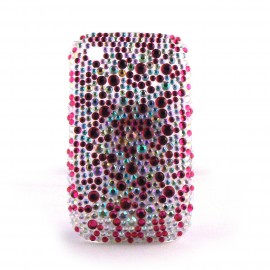Coque rigide bling bling strass diamants et strass roses pour Blackberry 8520 curve+ film protection ecran offert