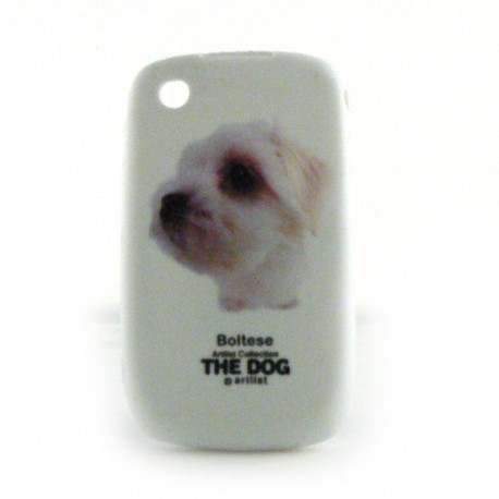 Coque silicone avec une tete de petit chiot blanc pour Blackberry 8520 curve+ film protection ecran offert