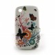 Coque silicone avec papillons noirs sur fond blanc pour Blackberry 8520 curve+ film protection ecran offert