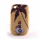 Coque silicone avec fleurs marron sur fond beige pour Blackberry 8520 curve+ film protection ecran offert