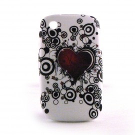 Coque silicone coeur rouge cercles noirs Blackberry 8520 curve+ film protection ecran offert