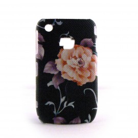 Coque rigide noire et motif fleurs Blackberry 8520 curve+ film protection ecran offert