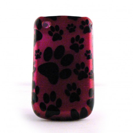 Coque semi-integrale rose patte de chat Blackberry 8520 curve+ film protection ecran offert