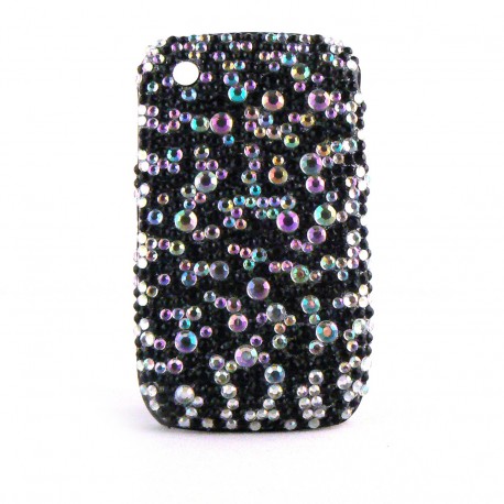 Coque strass diamants et strass noires Blackberry 8520 curve+ film protection ecran offert