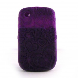 Coque silicone violette porte carte Blackberry 8520 curve+ film protection ecran offert