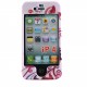 Coque integrale blanche avec papillon violet pour Iphone 4 + film protection ecran