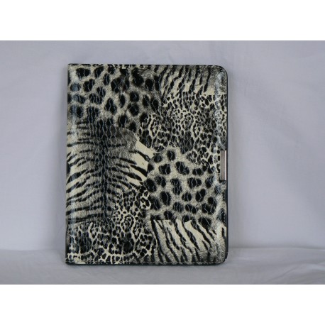 Etui pochette motif leopard noir et blanc pour Ipad 1 + film protection ecran 