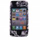 Coque integrale noire tete de mort blanche pour Iphone 4 + film protection ecran