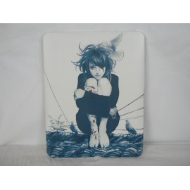 Coque Etui simili cuir motif "manga" jeune fille hirondelle pour Ipad 1 + film protection ecran offert