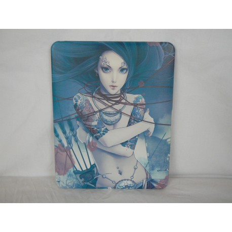 Coque Etui simili cuir motif "manga" jeune fille tatouage bras pour Ipad 1 + film protection ecran offert