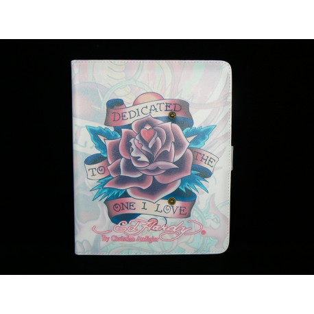 Pochette Etui Ed Hardy avec une rose pour Ipad 1 + film protection ecran offert