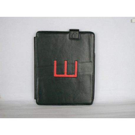 Pochette en simili cuir noir et E rouge pour Ipad 1 + film protection ecran offert