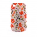 Coque motif fleurs rouges feuilles vertes Blackberry 8520 Curve  + film protection ecran offert