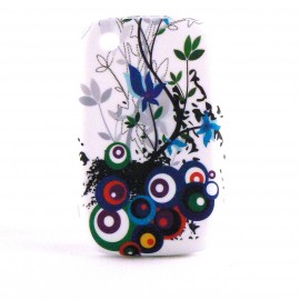 Coque silicone avec des cercles multicolores Blackberry 8520 Curve+ film protection ecran offert