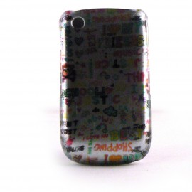 Coque integrale grise brillante multicolore pour Blackberry 8520 Curve+ film protection ecran offert