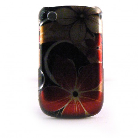 Coque integrale brillante fleur rouge pour Blackberry 8520 Curve+ film protection ecran offert