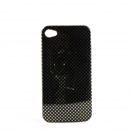 Coque brillante a des pois de couleur argent pour Iphone 4 + film protection ecran