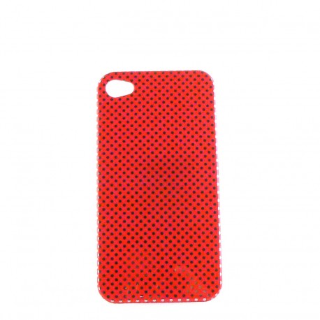 Coque brillante a des pois de couleur argent pour Iphone 4 + film protection ecran