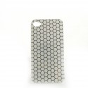 Coque brillante motif nids d'abeille argent pour Iphone 4 + film protection ecran