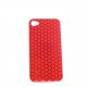 Coque brillante motif nids d'abeille argent pour Iphone 4 + film protection ecran