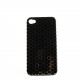 Coque brillante motif nids d'abeille argent pour Iphone 4 + film protection ecran